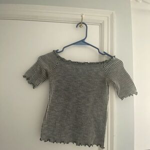 Caution To The Wind Black and White Striped Top